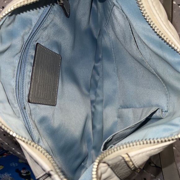 2011 Coach Kristin Spectator Hobo Crossbody Parchment w/gray croc/python detail - Picture 5 of 6